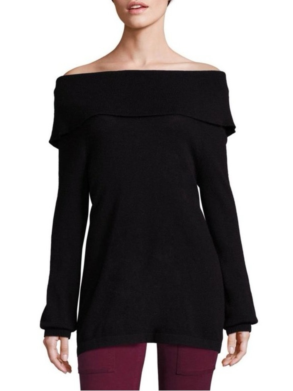 Joie bade off-the shoulder sweater tunic size SX Black oversized long sleeve